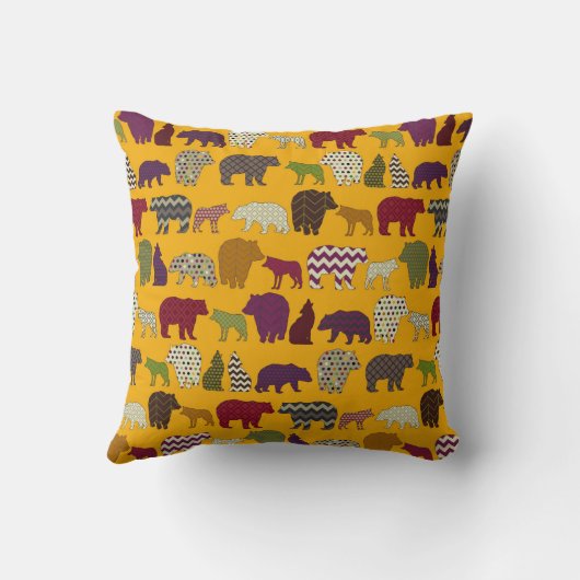 beer wolf geo gele kussen (Achterkant)