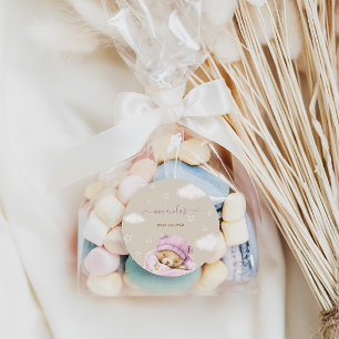 Beer wolken baby meisje douche ronde sticker