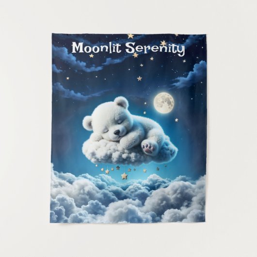 Beer Wolken Slaapmaan Dierendroom Wandkleed (Voorkant)