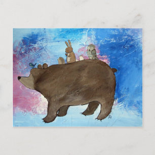Beer Woodland Animal Friends Art Briefkaart