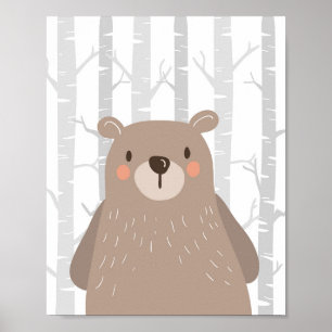 Beer Woodland Animal Nursery Wall Art Print