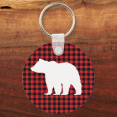 Beer Woodland Buffalo Check Button Sleutelhanger (Voorkant)