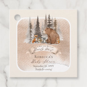 Beer Woodland  Dieren wachten jongen Baby shower Bedankjes Labels