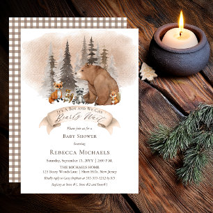 Beer Woodland Dieren wachten jongen Baby shower Kaart
