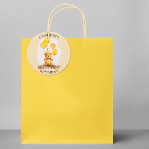 Beer-y Eerste Verjaardag Geel Beer Gift Label