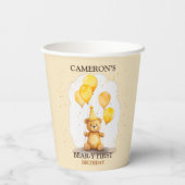 Beer-y Eerste Verjaardag Geslacht Neutraal Geel Be Papieren Bekers (Achterkant)