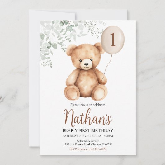 Beer-Y Eerste Verjaardag Kaart (Voorkant)