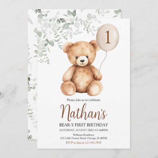 Beer-Y Eerste Verjaardag Kaart (Voorkant / Achterkant)