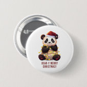 Beer-y Vrolijk Kerstfeest! Speelse Panda Button (Voorkant /achterkant)