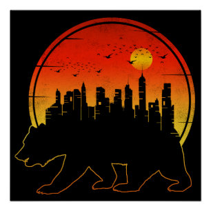 Beer Zonsondergang Stad Perfect Poster