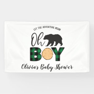 Beer zwart groen Buffalo Plaid Baby shower Spandoek