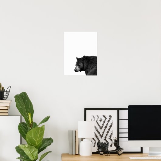 Beer Zwart Wit Blokhut Babykamer Foto Poster (Thuiskantoor)