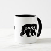 Beer zwart-wit Script Papa, ingesteld jaar Mok (Voorkant rechts)