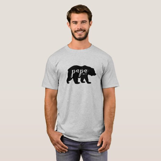 Beer zwart-wit Script Papa, ingesteld jaar T-shirt (Voorkant volledig)