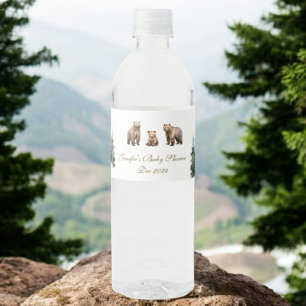 Beeravontuur Besneeuwde Bergen Baby Shower Waterfles Etiket