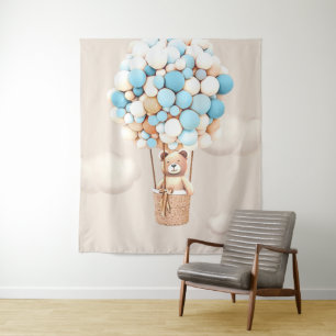 Beerballonnen Blauwe Virtuele Achtergrond voor Bab Wandkleed