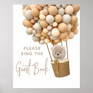 Beerballonnen Modern Baby Shower Gastboek Poster