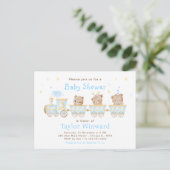 Beerblauwe Trein Baby Shower Briefkaart (Staand voorkant)