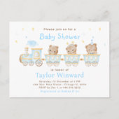 Beerblauwe Trein Baby Shower Briefkaart (Voorkant)