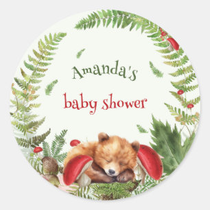 Beerbos Botanische Natuur Baby Shower Ronde Sticker
