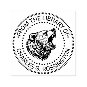 Beerhoofd dat tanden ontbloot Bibliotheek Boeknaam Zelfinktende Stempel
