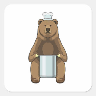 Beerkookpot met kookpot vierkante sticker