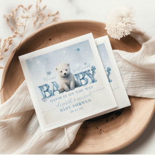 Beerlijk Wacht Winter Moderne IJsbeer Baby Shower Servet