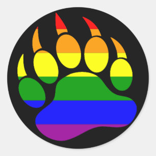 BEERPOOT REGENBOOG OP ZWART RONDE STICKER