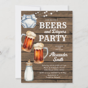 Beers and Luapers Party Wood Mannen Baby shower Kaart