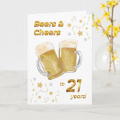 Beers & Cheers 21e verjaardag Kaart (Gele Bloem)