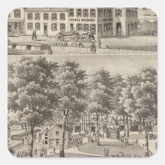Beertuin en brouwerij van CL Centlivre Vierkante Sticker (Voorkant)