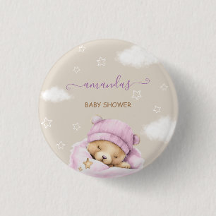 Beerwolken babyshower meisje ronde button 3,2 cm