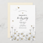 Bees and Daisy Beeday Anniversaire Invitation (Devant / Derrière)