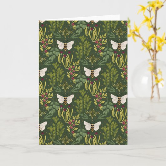 Bees and Foliage Greeting Card Kaart (Gele Bloem)