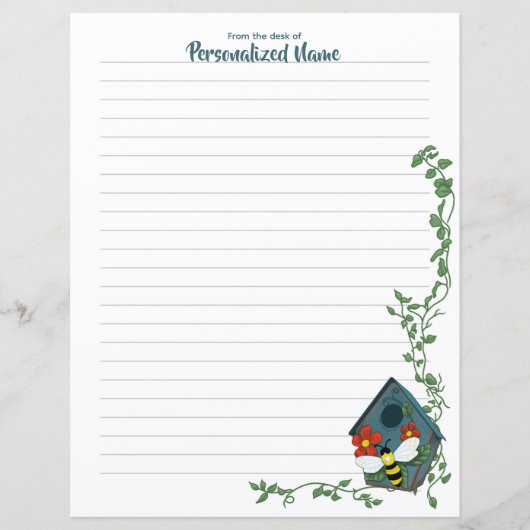Bee's Birdhouse Ballet Lined Paper Sheet (Voorkant)