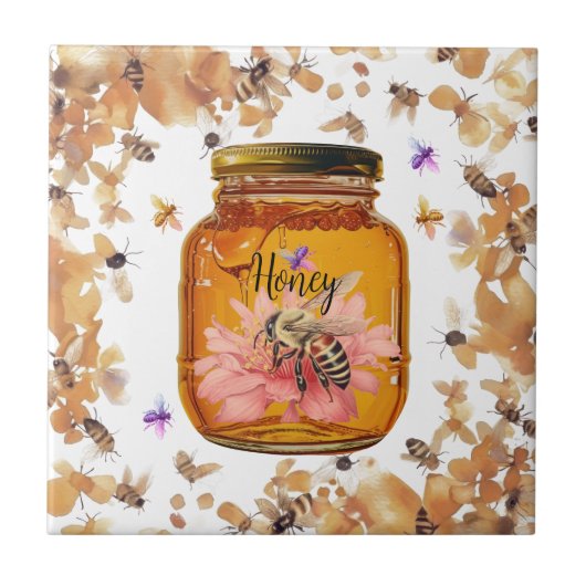 Bees Honey Jar Personnaliser | Carreaux en céramiq (Devant)
