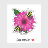 Bee's Lunch Date on Pink Flower Sticker (Vel)