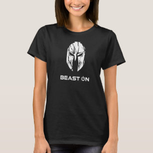 Beest Op Spartaanse Helm Rugprint Gym Fitness T-shirt