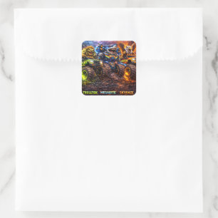 Beest, rijders, epische monstertruck en wezen vierkante sticker