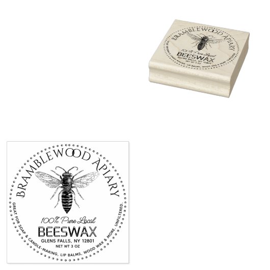 Beeswax Bar met  koningin Honeybee Rubberstempel (Gestempeld)