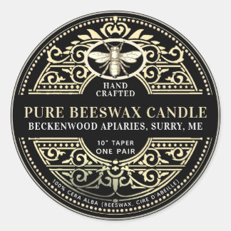 Beeswax Candle Heraldic Bee Product Label
