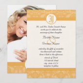  beeswax Damask Your Photo Wedding Invites Kaart (Voorkant / Achterkant)