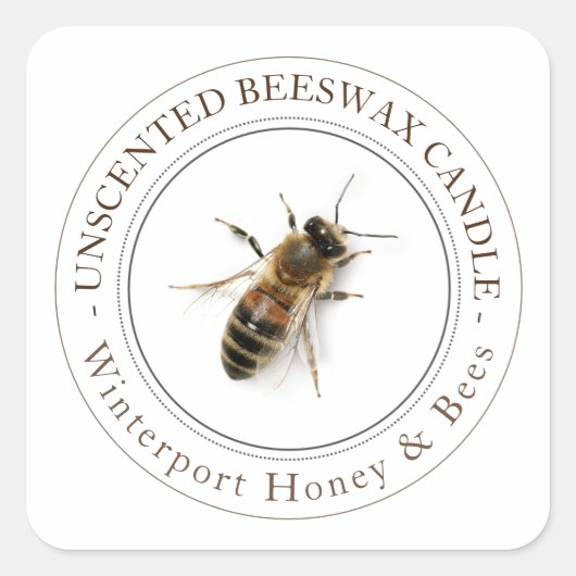 Beeswax-kaars met Honeybee Label (Voorkant)