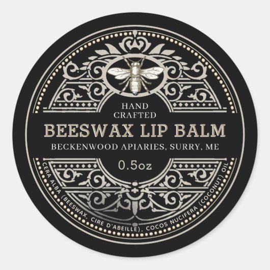 Beeswax Lip Balm Heraldic Bee Produit Étiquette (Devant)