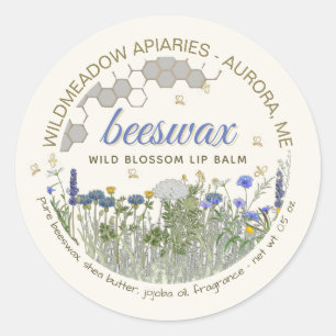 Beeswax Lip Balm met beemdommen en bijen Classi Ronde Sticker
