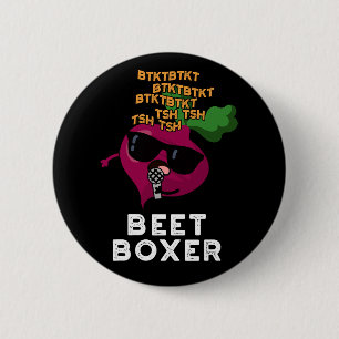 Beet Boxer Funny Beatbox Veggie Pun Dark BG Ronde Button 5,7 Cm