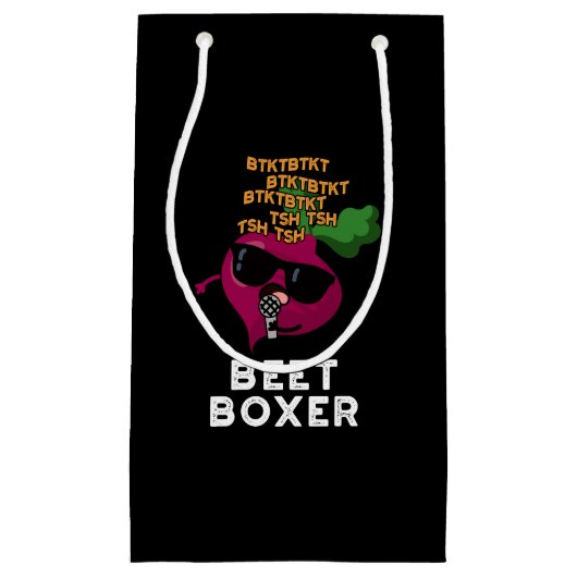 Beet Boxer Grappige Beet Pun Donker BG Klein Cadeauzakje (Voorkant)