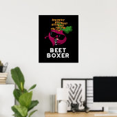 Beet Boxer Grappige Beet Pun Donker BG Poster (Thuiskantoor)