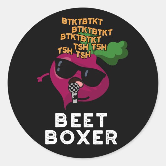 Beet Boxer Grappige Beet Pun Donker BG Ronde Sticker (Voorkant)