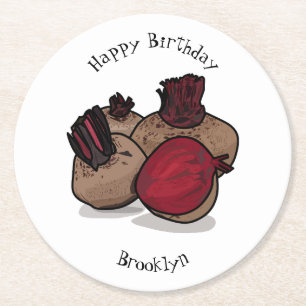 Beet cartoon illustratie ronde kartonnen onderzetter